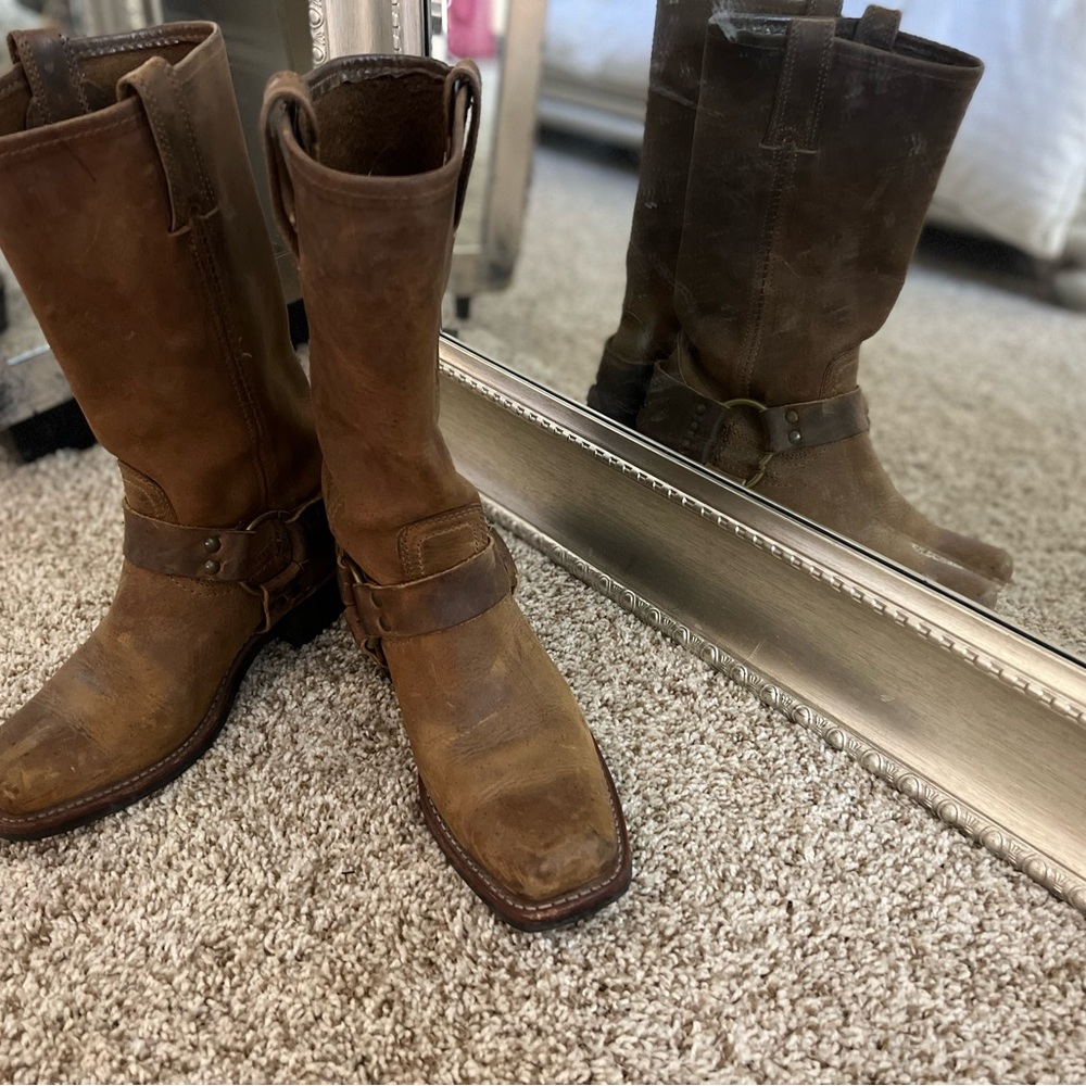 Brown Real Leather Almost New Frye Harness Boots